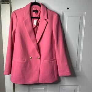 Talbots double‎ breasted hot pink barbie core jacket size 14 valentine